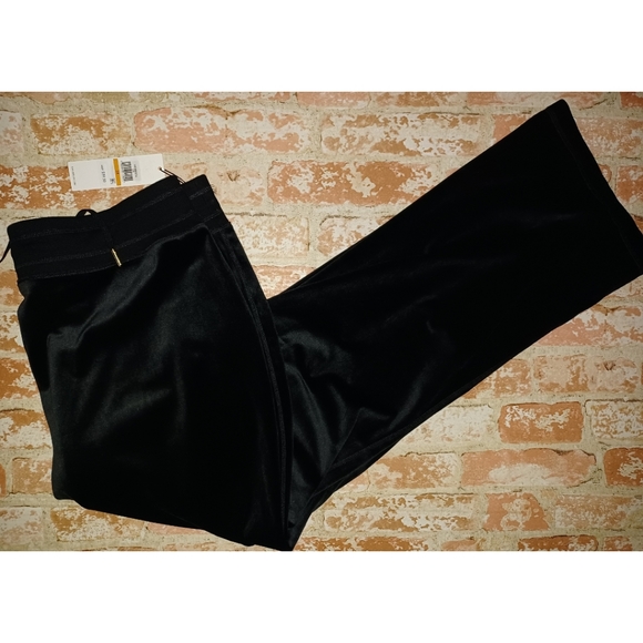 Calvin Klein Plus Size Stretch Velour High-Rise Wide Leg Drawstring Pants - Picture 9 of 16